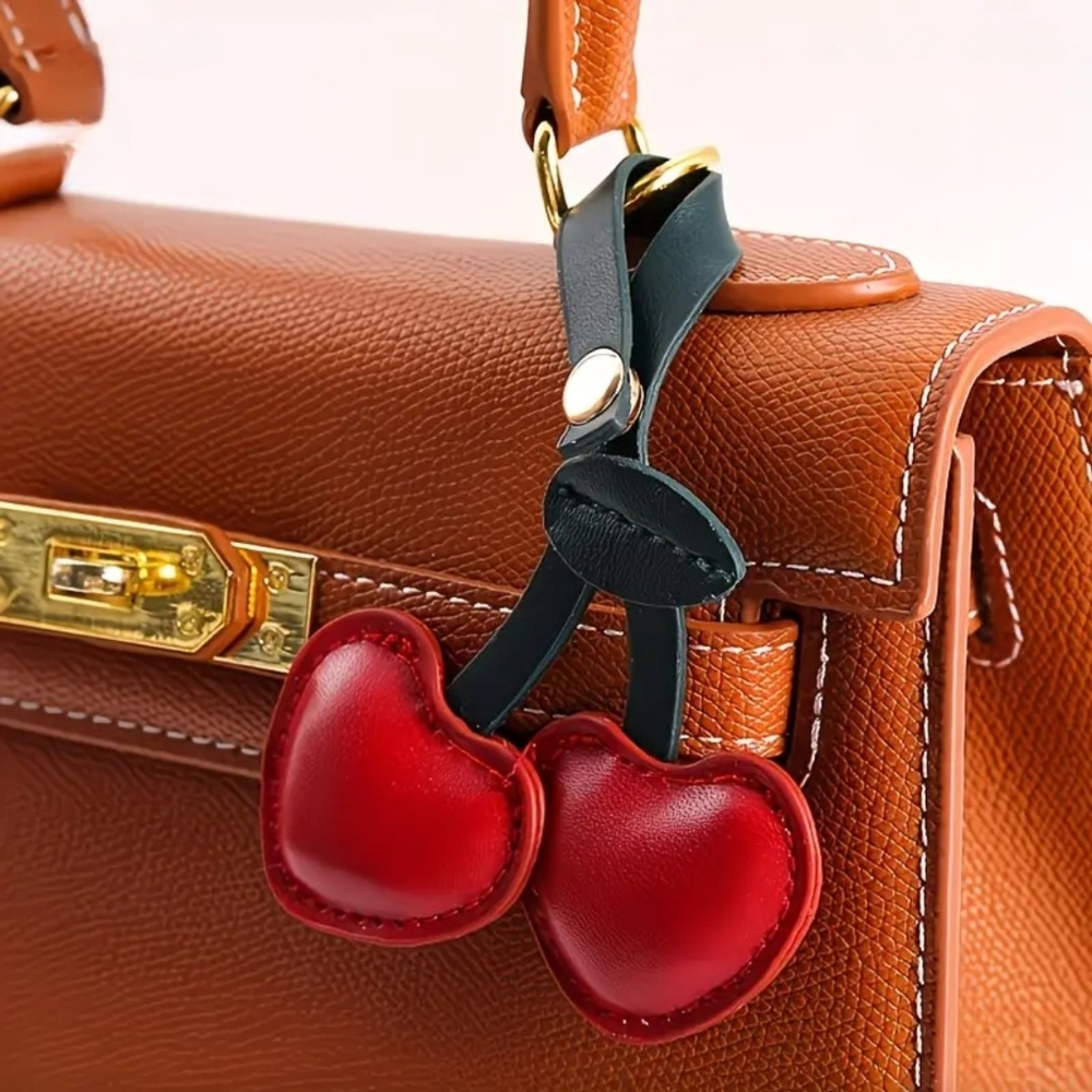 Cherry Heart Bag Charm Keychain